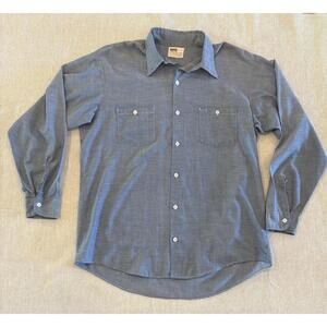 Vintage Chambray Blue Button Down Work Shirt Montgomery Ward Men's Size XX Large